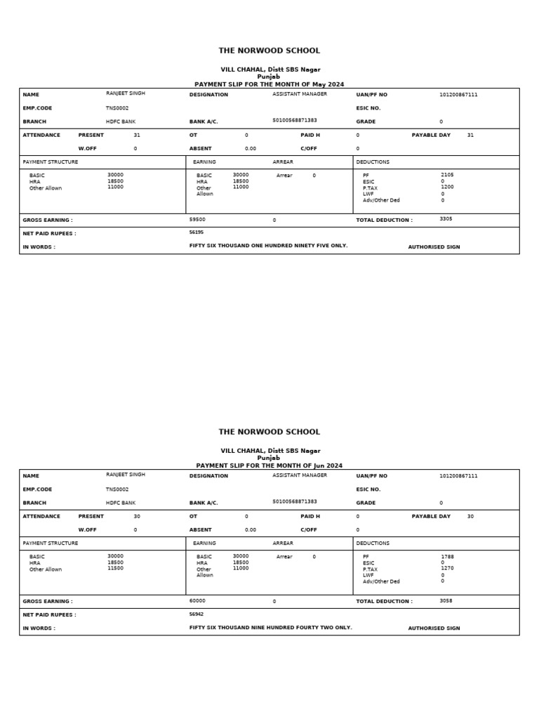 3-Month Salary Slip Samples | PDF | Taxes | Government Finances