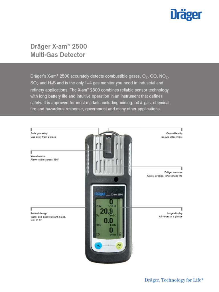 Dräger X-Am 2500 Multi-Gas Detector: Safe Gas Entry Crocodile Clip | PDF