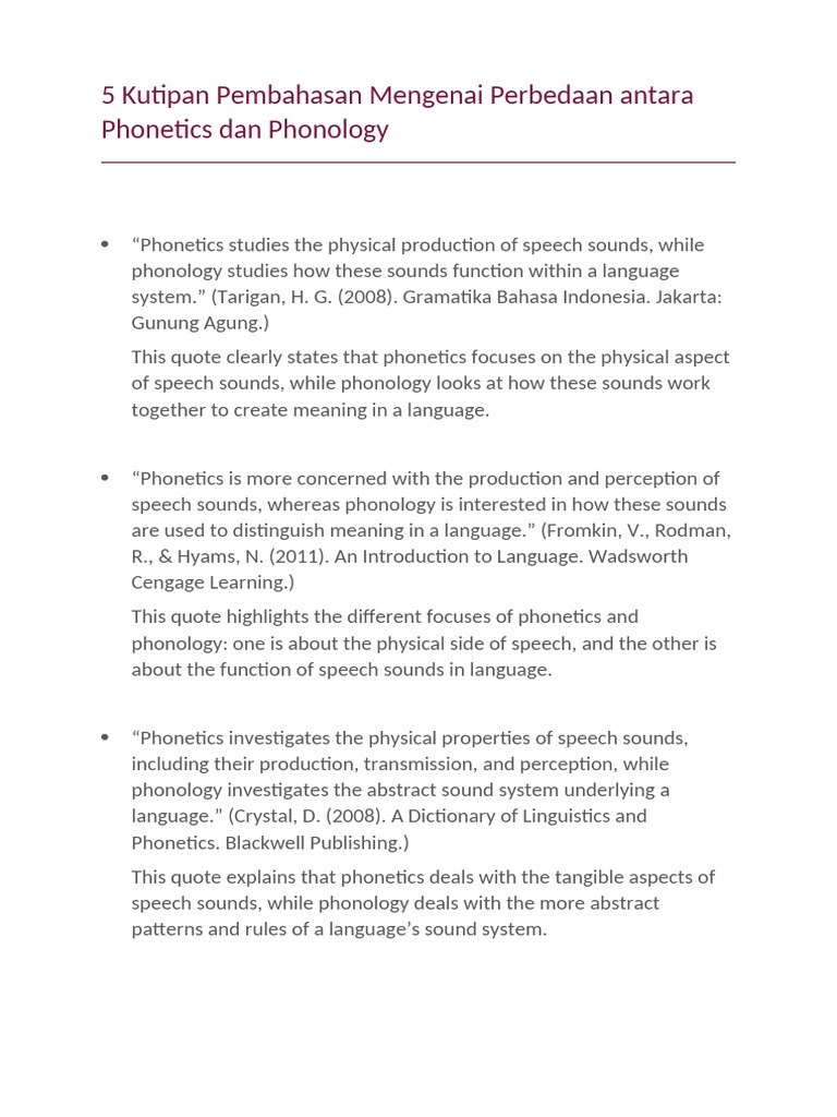 The Differences Between Phonetic and Phonology | PDF