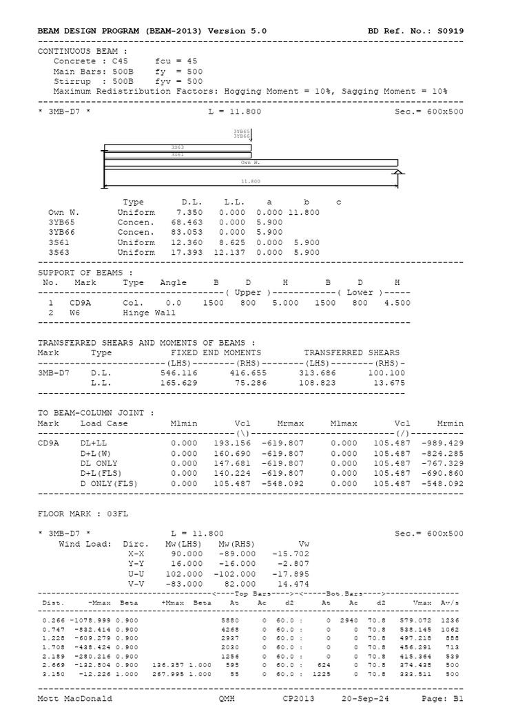 Beam Design Program (Beam-2013) Version 5.0 BD Ref. No.: S0919 | PDF