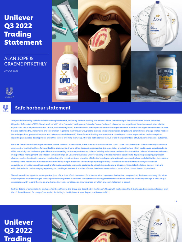 Unilever q3 22 Presentation | PDF | Risk | Business