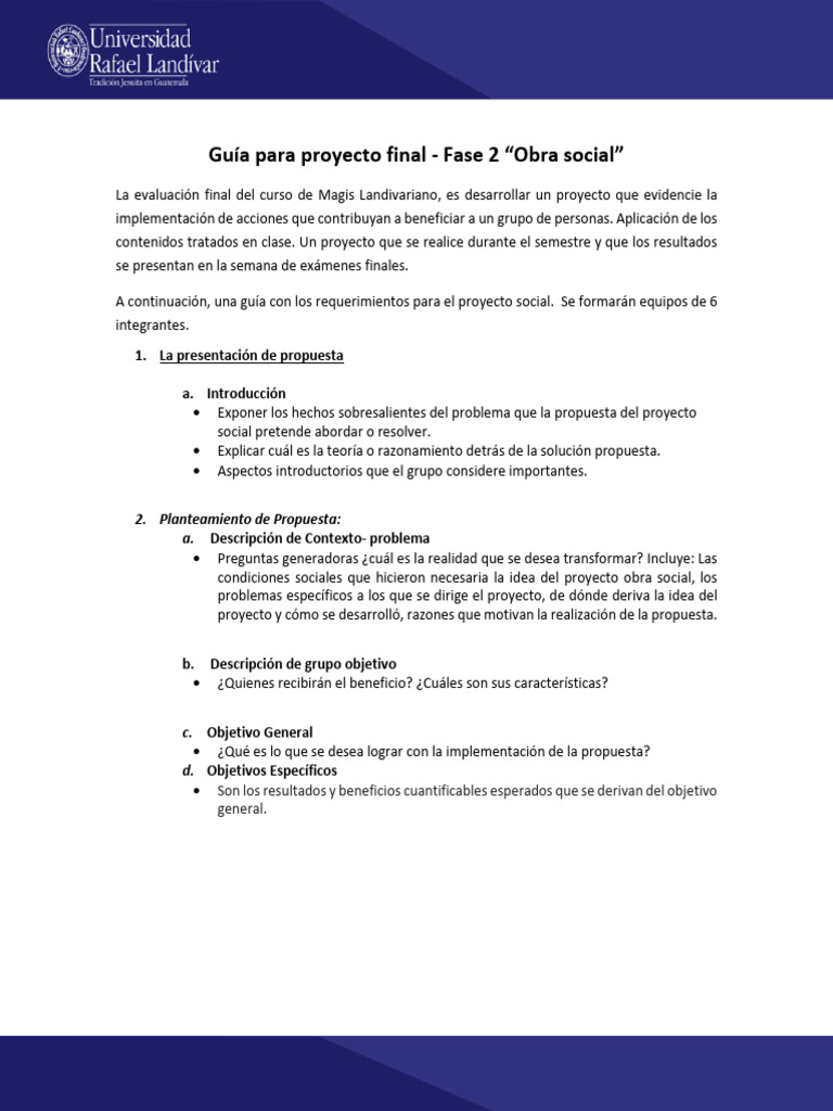 Guía Proyecto Social Fase 2 Magis Landivariano | PDF | Presupuesto