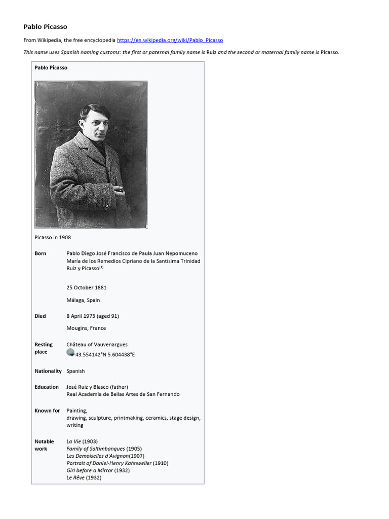 Art Pablo Picasso Pdf