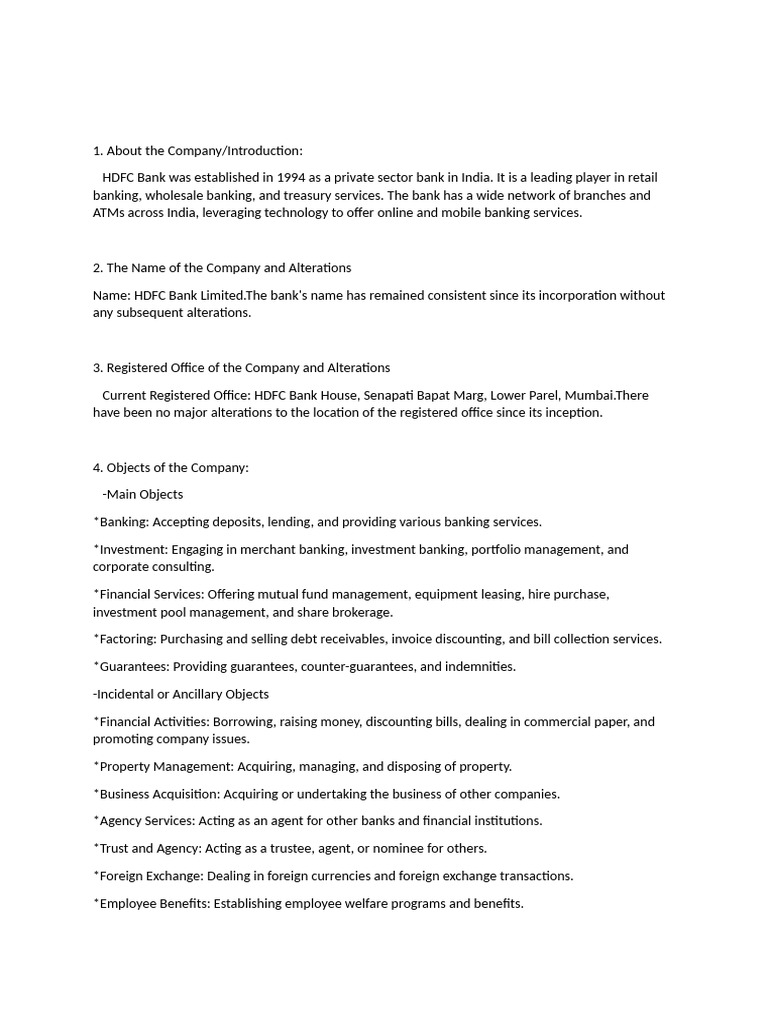 Study Report of HDFC Bank Prospectus | PDF