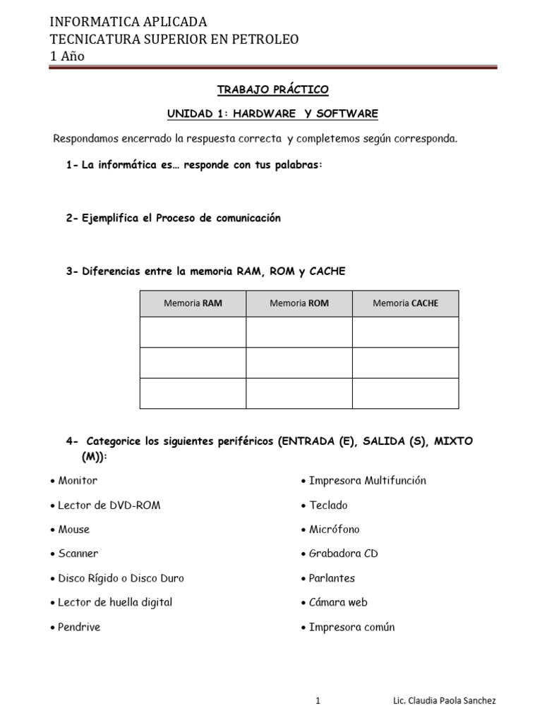 Trabajo Practico de Hardware y Software | PDF