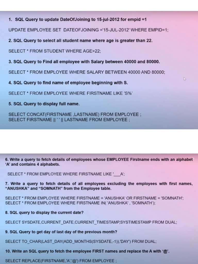 SQL Query Top Interview Qns | PDF
