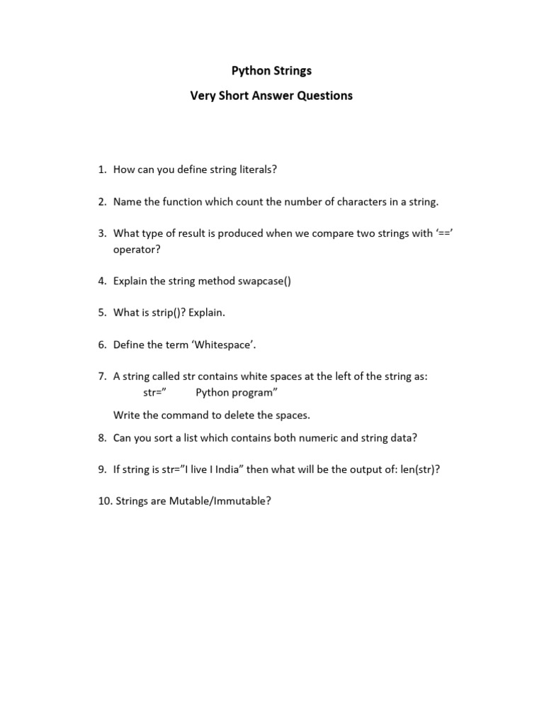 Very Short Answer Questions | PDF