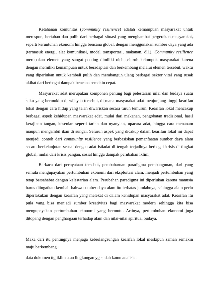 Ketahanan Komunitas | PDF