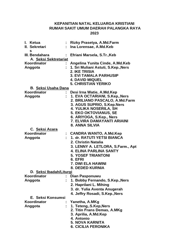 Kepanitian Natal Keluarga Kristiani | PDF
