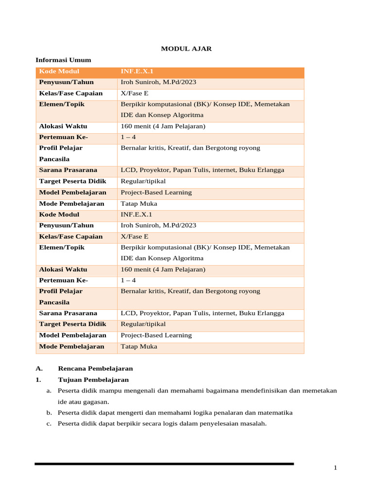 Modul Ajar Informatika Fase e | PDF
