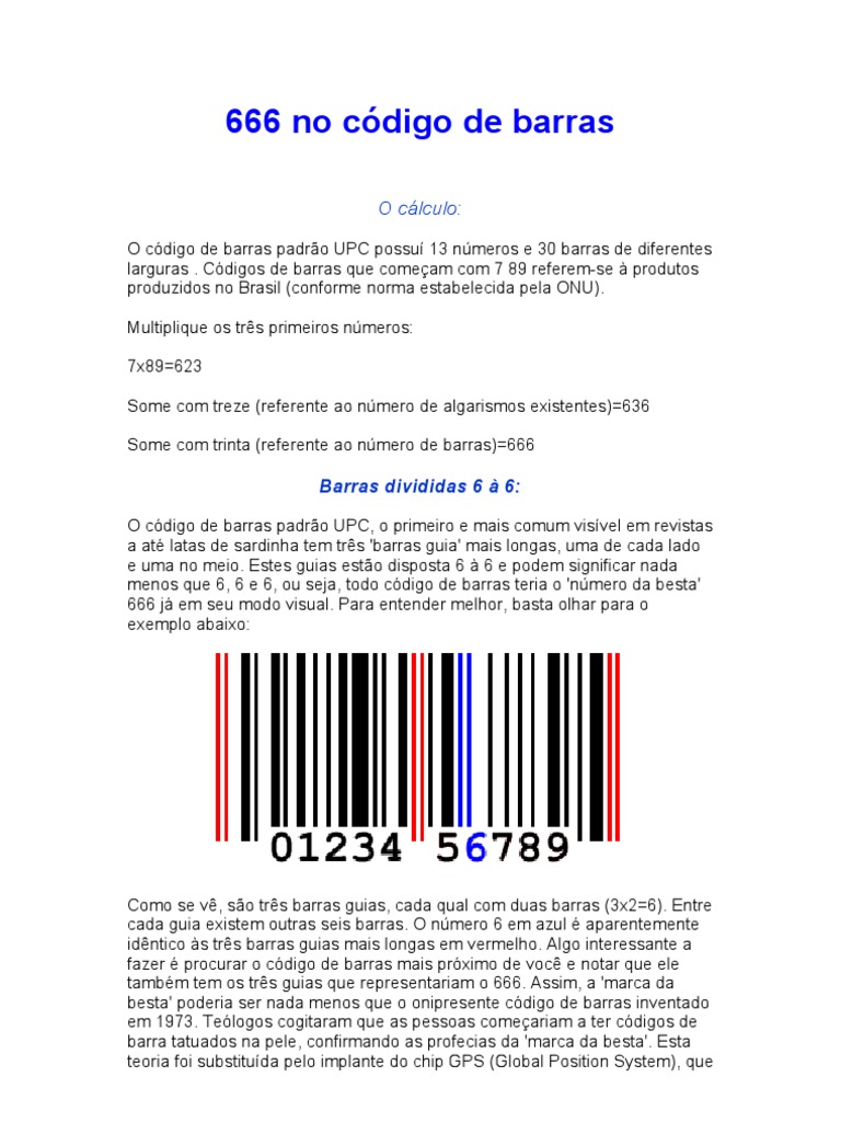 666 no Código de Barras: Significados | PDF | Código de barras | Notação