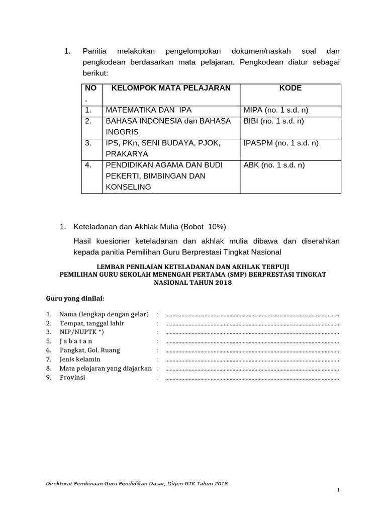 Format Keteladanan SMP | PDF