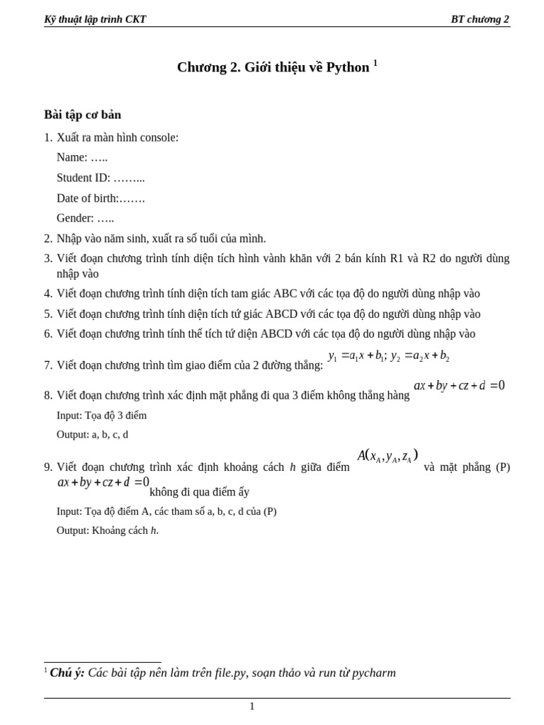 BT Chuong 2 | PDF