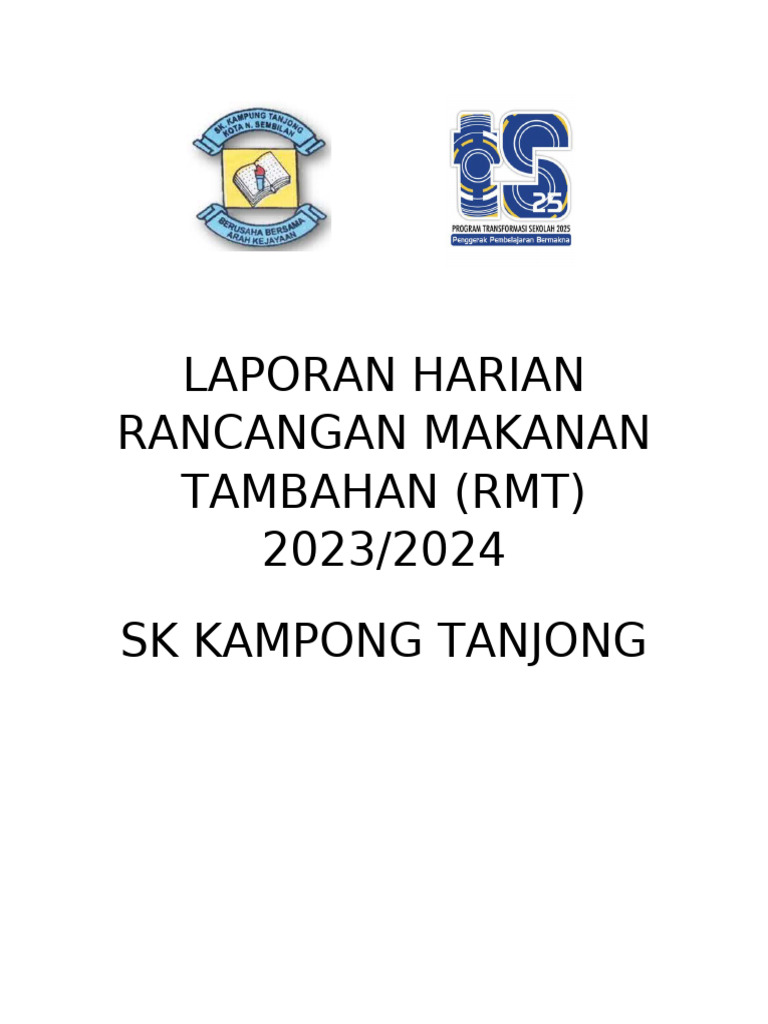 Muka Depan Buku Laporan RMT | PDF