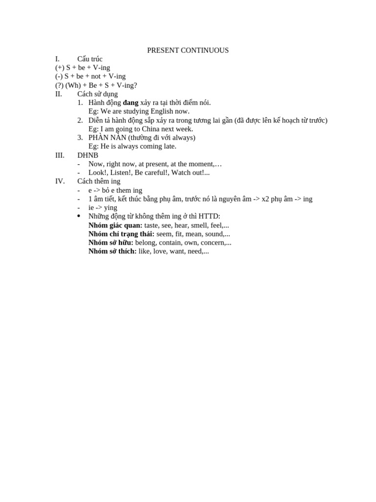 Present Continuous | PDF