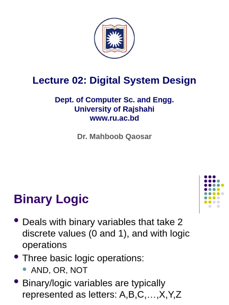 Lecture 02 - Gates - K-Map (Done) | PDF | Logic Gate | Boolean Algebra