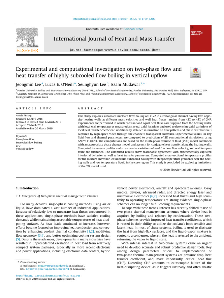 Experimental and Computational Investigation On Two Phase Flow and Heat ...