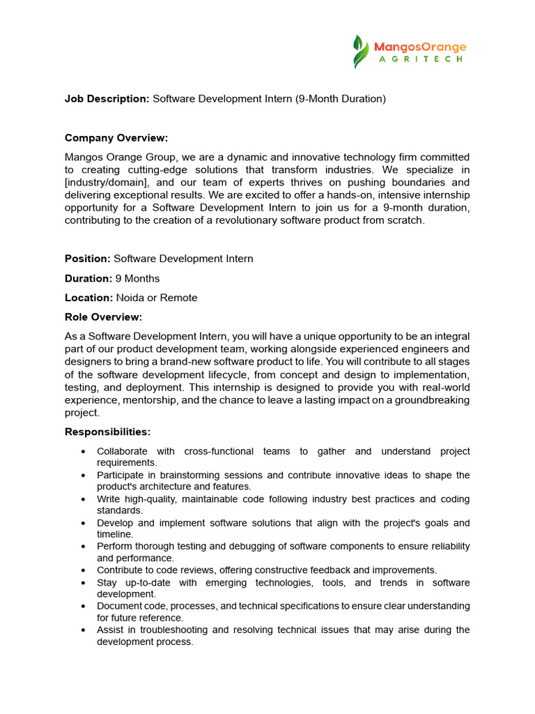 Software Development Internship in Noida | PDF | Software | Software ...