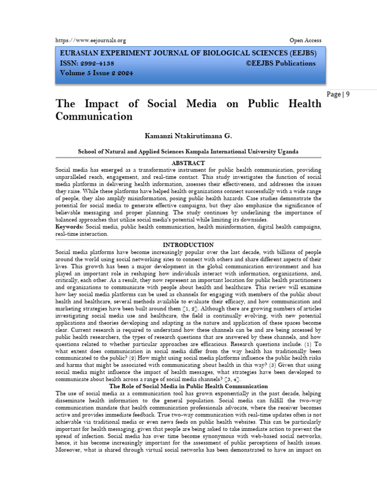 The Impact of Social Media On Public Health Communication (WWW - Kiu.ac ...