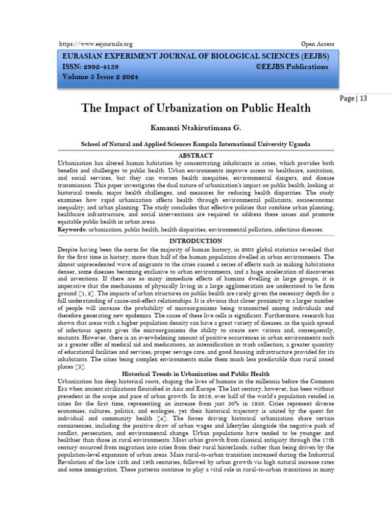 Urbanization's Dual Impact on Health | PDF | Public Health | Health Equity