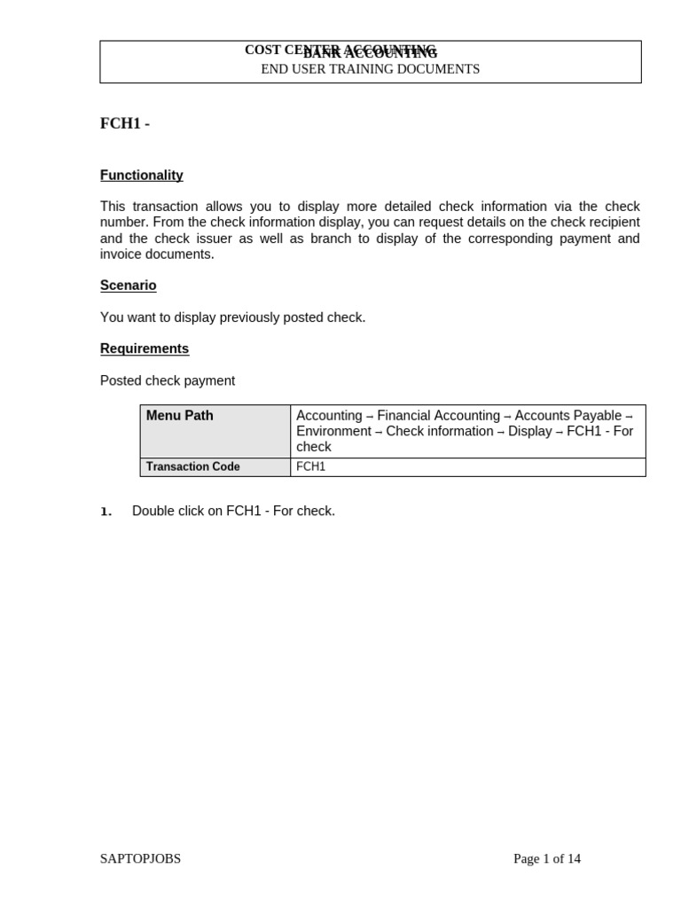 FCH1 Display Check Information | PDF