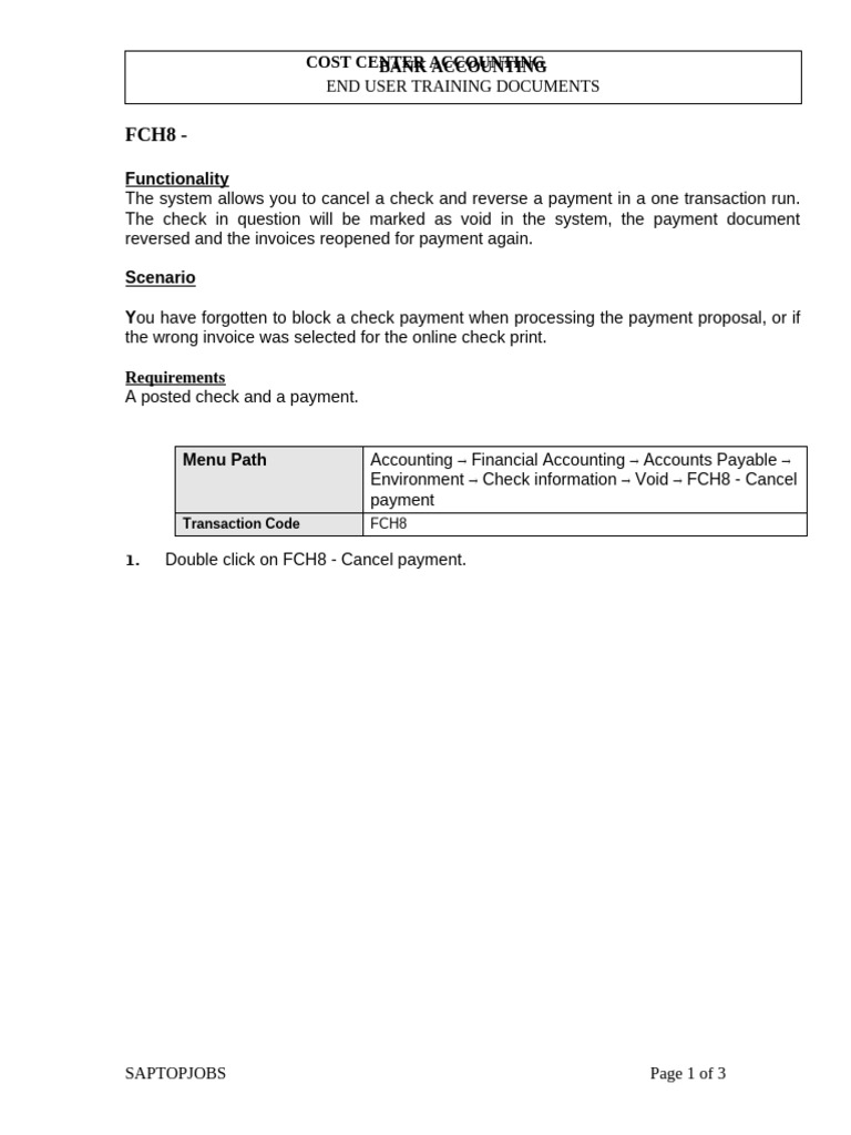 FCH8 Reverse Check Payment | PDF