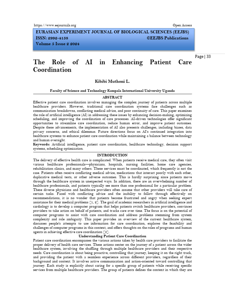 The Role of AI in Enhancing Patient Care Coordination (WWW - Kiu.ac ...