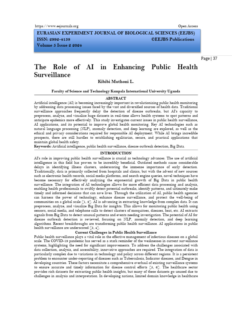 The Role of AI in Enhancing Public Health Surveillance (WWW - Kiu.ac ...