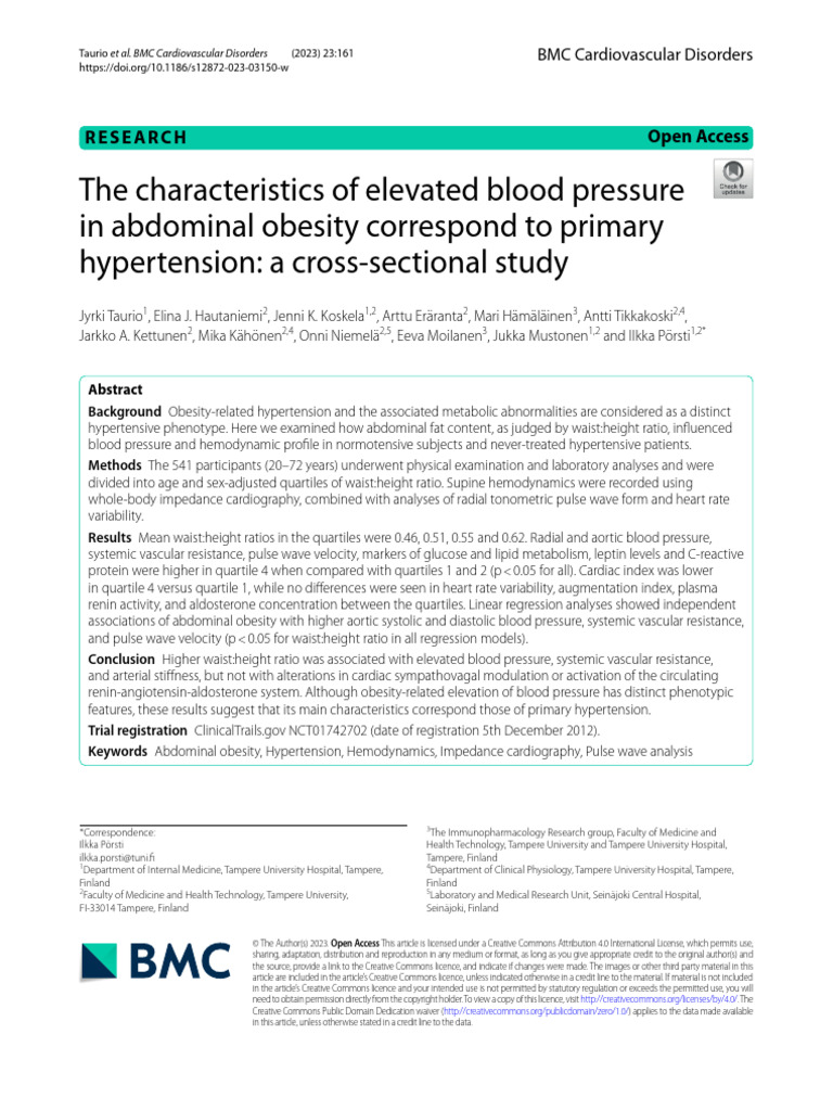 Thecharacteristicsofelevatedbloodpressureinabdominalobesity