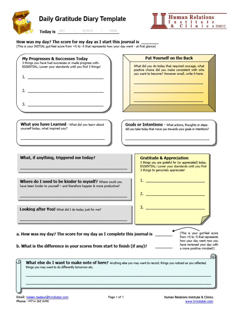 Daily Gratitude Diary Template PDF
