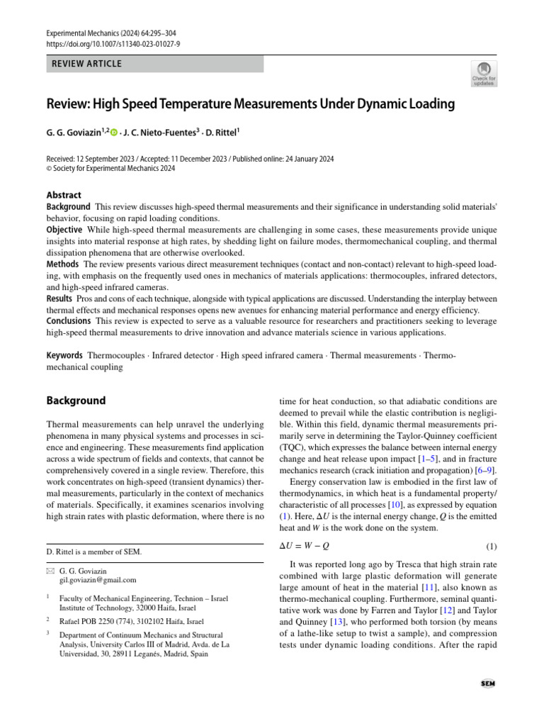 Review high speed temperature measurements under dynamic loading pdf