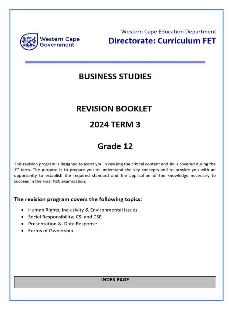2024 Term 3 GR 12 BSTD Revision Booklet - L | PDF