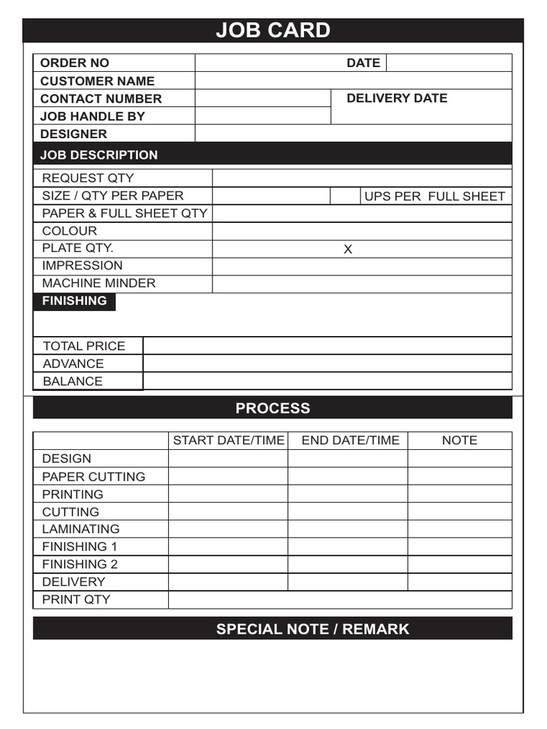 Job Card | PDF