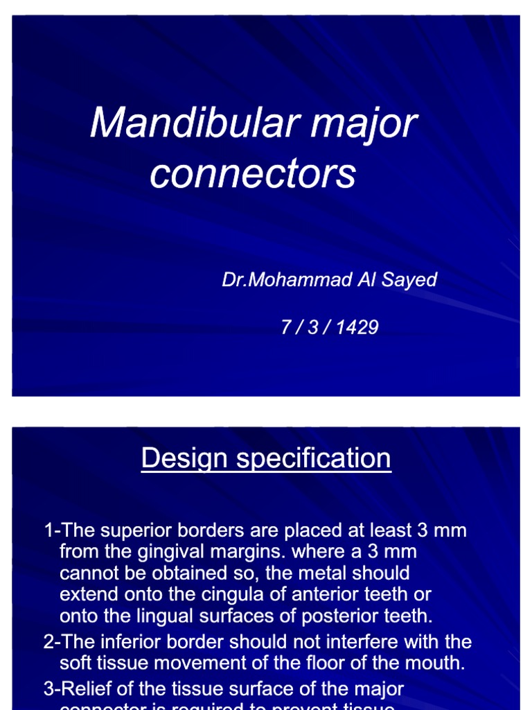 Mandibular Major Connectors Overview | PDF