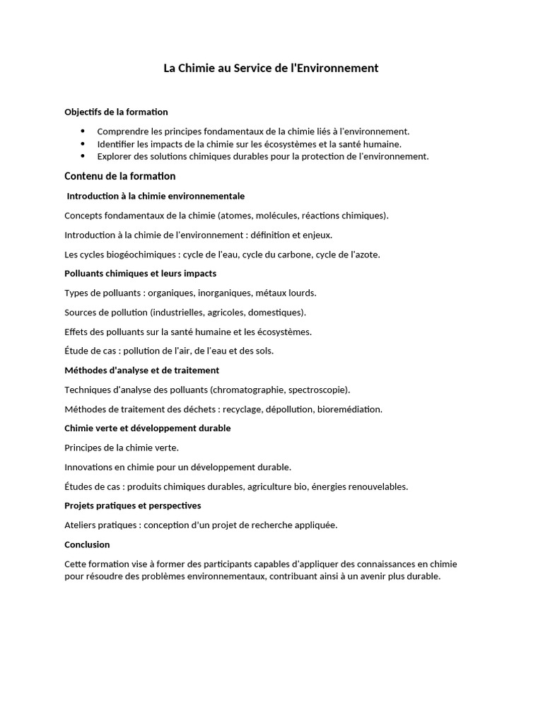 La Chimie Au Service de L'environnement | PDF