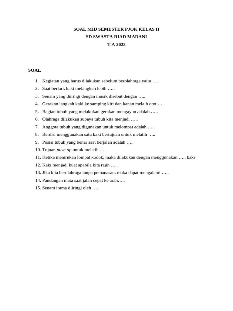 Kuasai Mid Semester 2 PJOK: Panduan Lengkap Download Soal Latihan