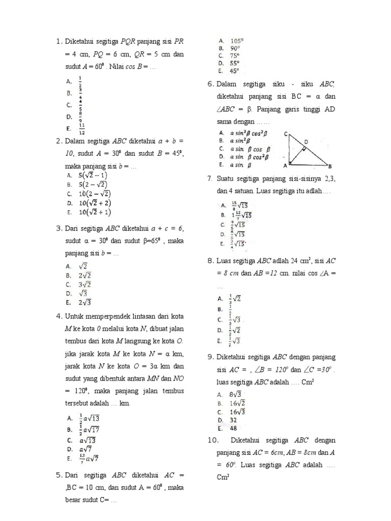 Diketahui Segitiga Pqr Panjang Sisi Pr