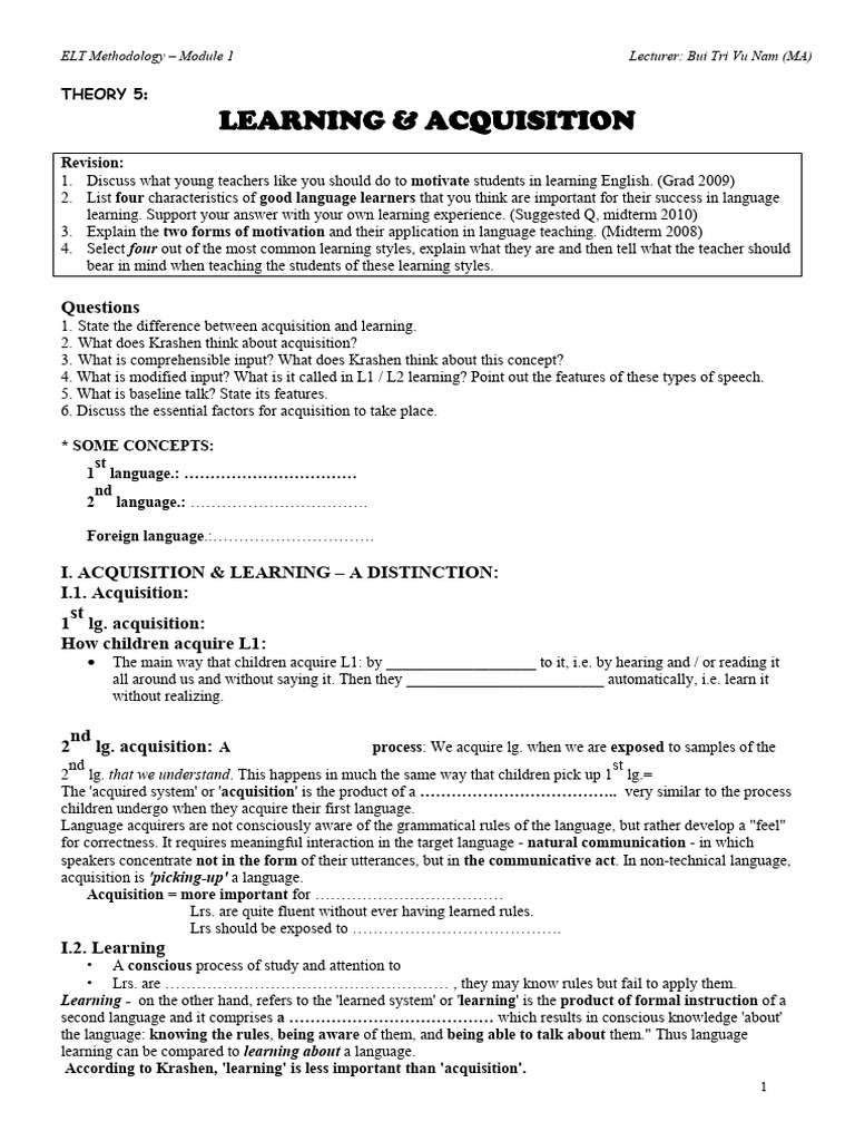 (2014) Learning & Acquisition 2 | PDF