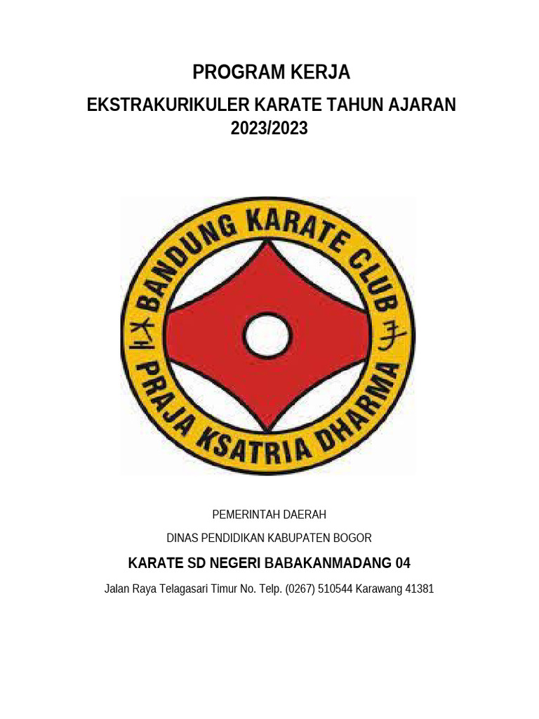 Program Dan Rencana Kerja Karate Tahun Ajaran 2022 | PDF