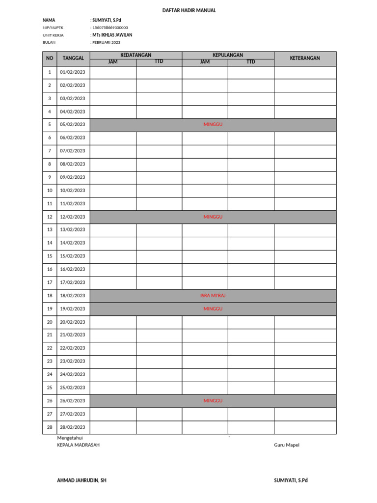 Absen Manual Agustus 2022 | PDF