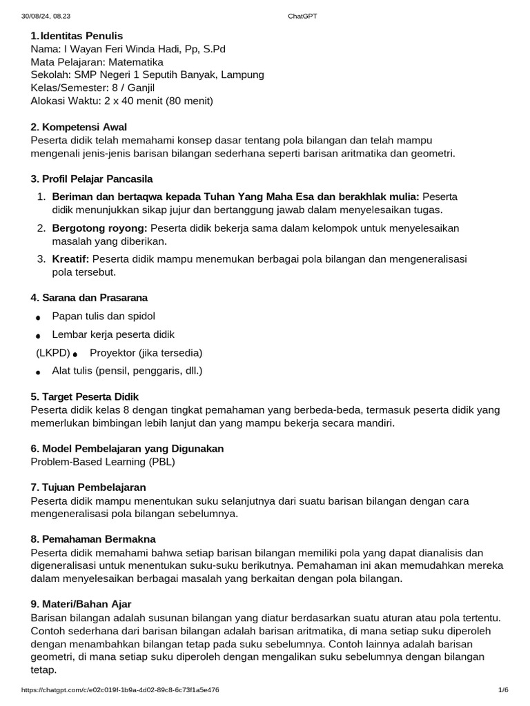 Modul Ajar Matematika Bab 3.2 | PDF