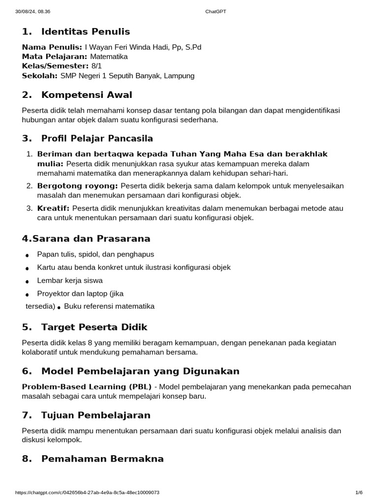 Modul Ajar Matematika Bab 3.4 | PDF