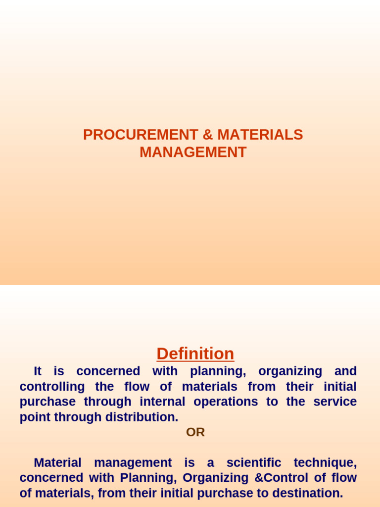Procurement & Materials Management Guide | PDF | Procurement | Inventory
