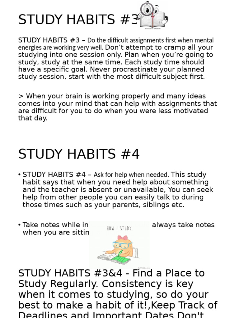 Study Habits 3 and 4 | PDF