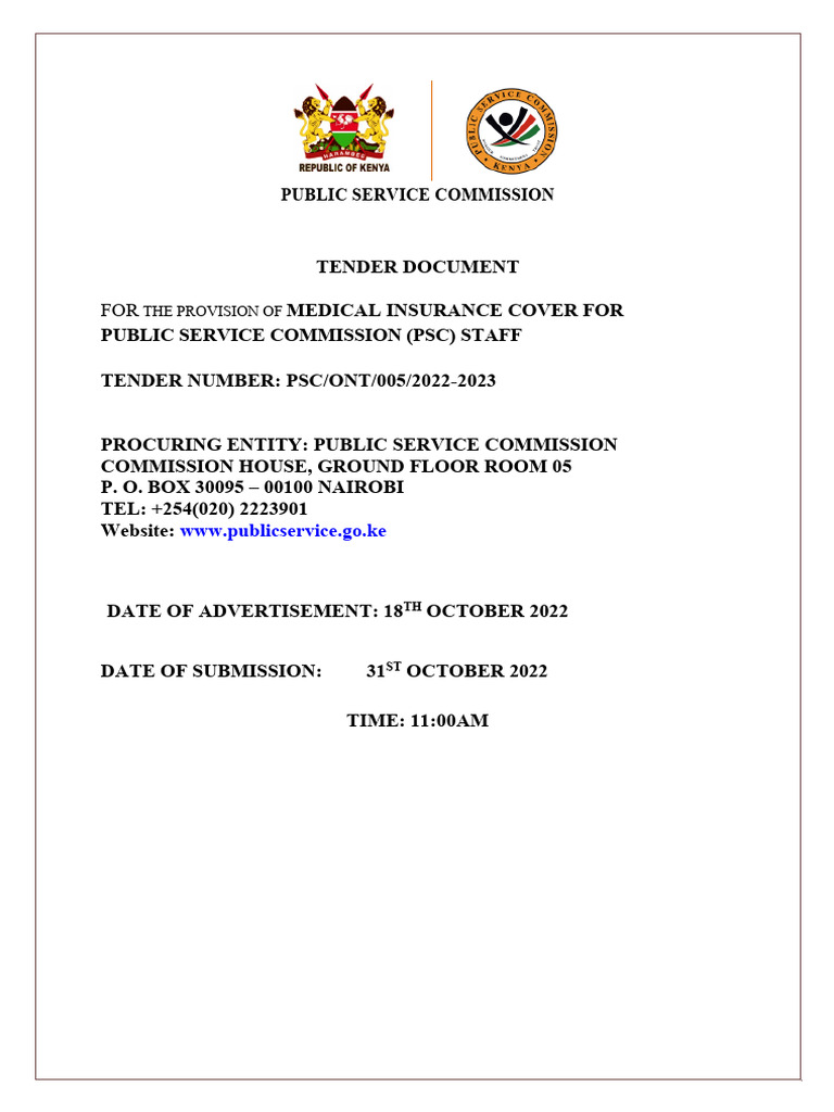 PSC-Tender Document Medical Cover 2022-2023 - AMMENDED2 | PDF