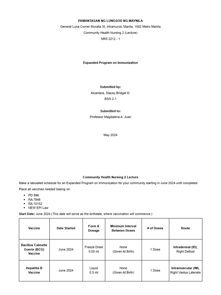 Expanded Program Immunization | PDF