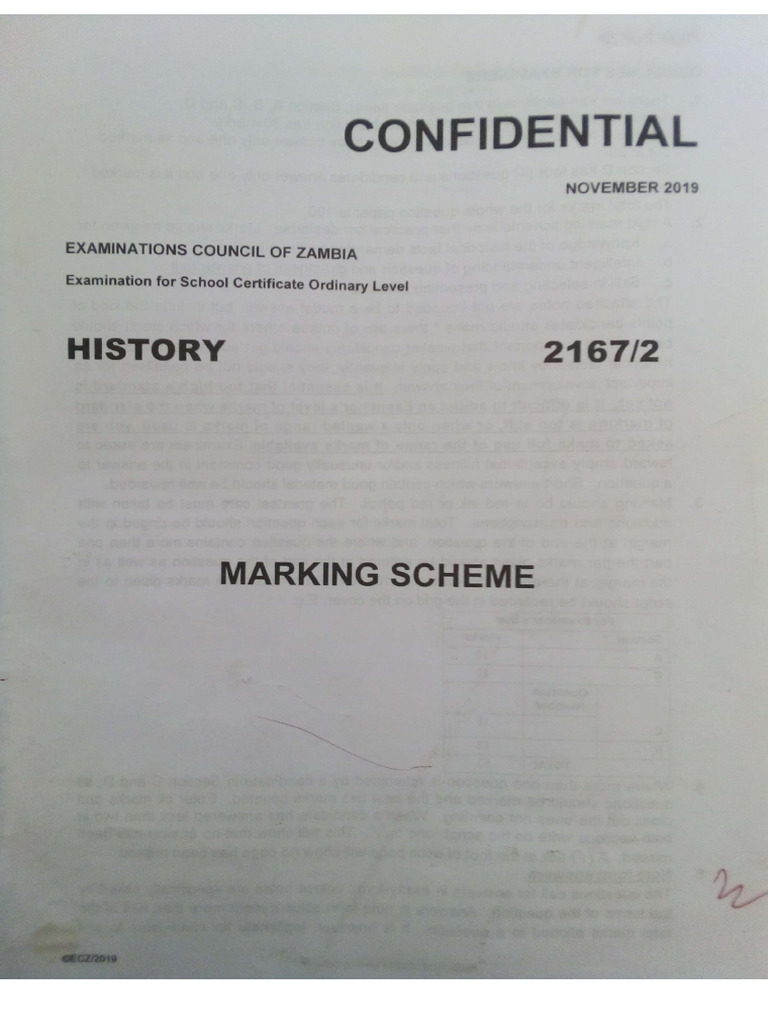 History 2019 Paper 2 Marking Scheme PDF