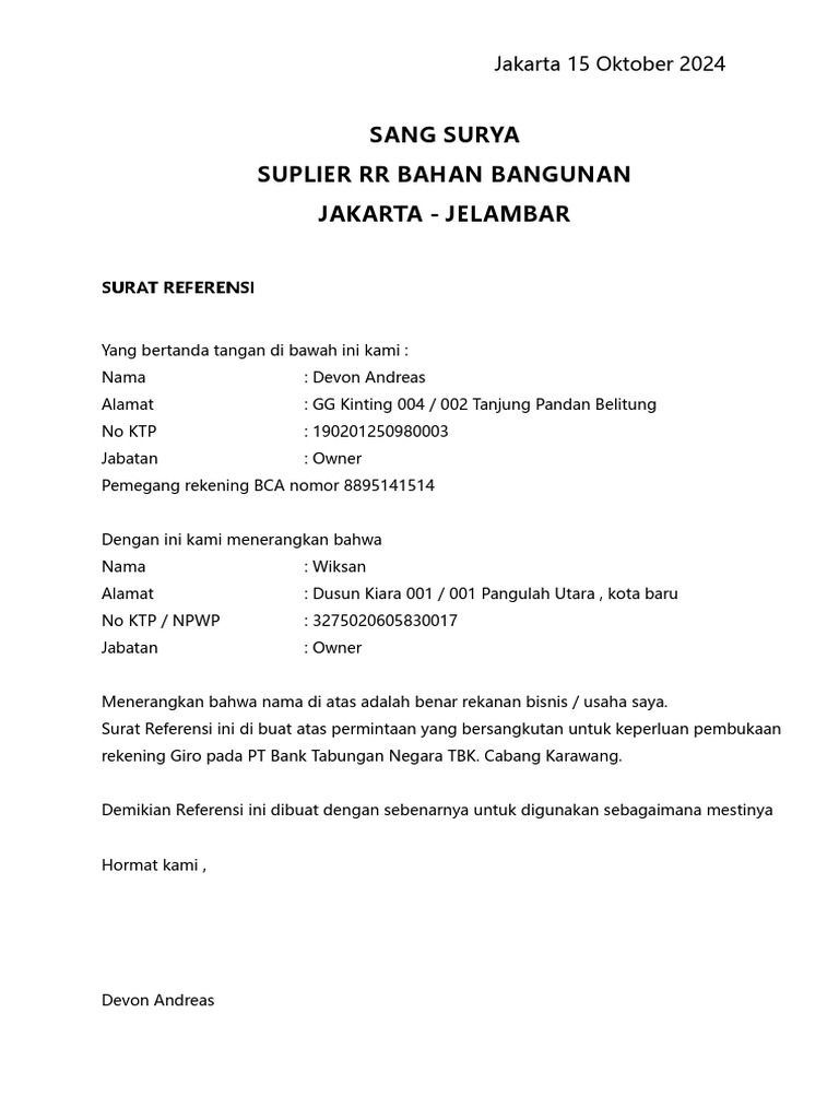 Surat Referensi | PDF