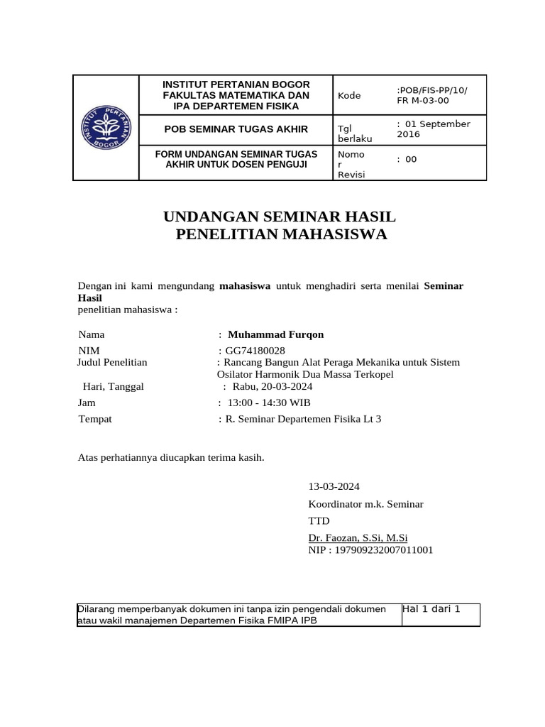 Undangan Seminar Hasil Muhammad Furqon-Ok | PDF