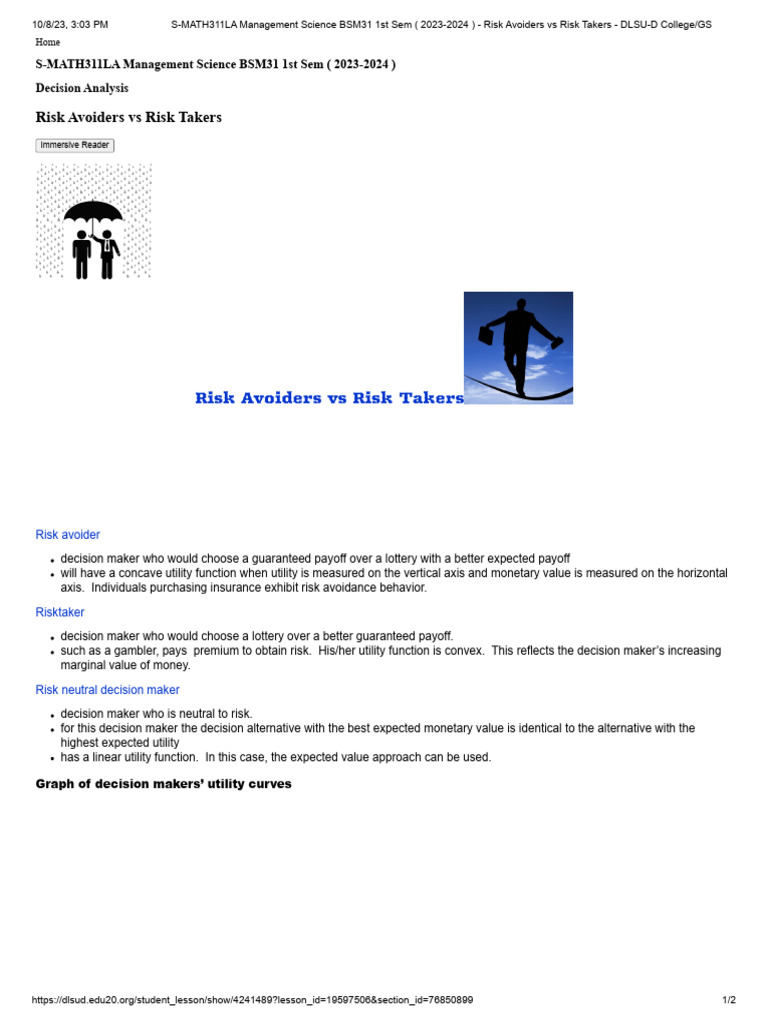 Risk Avoiders Vs Risk Takers | PDF